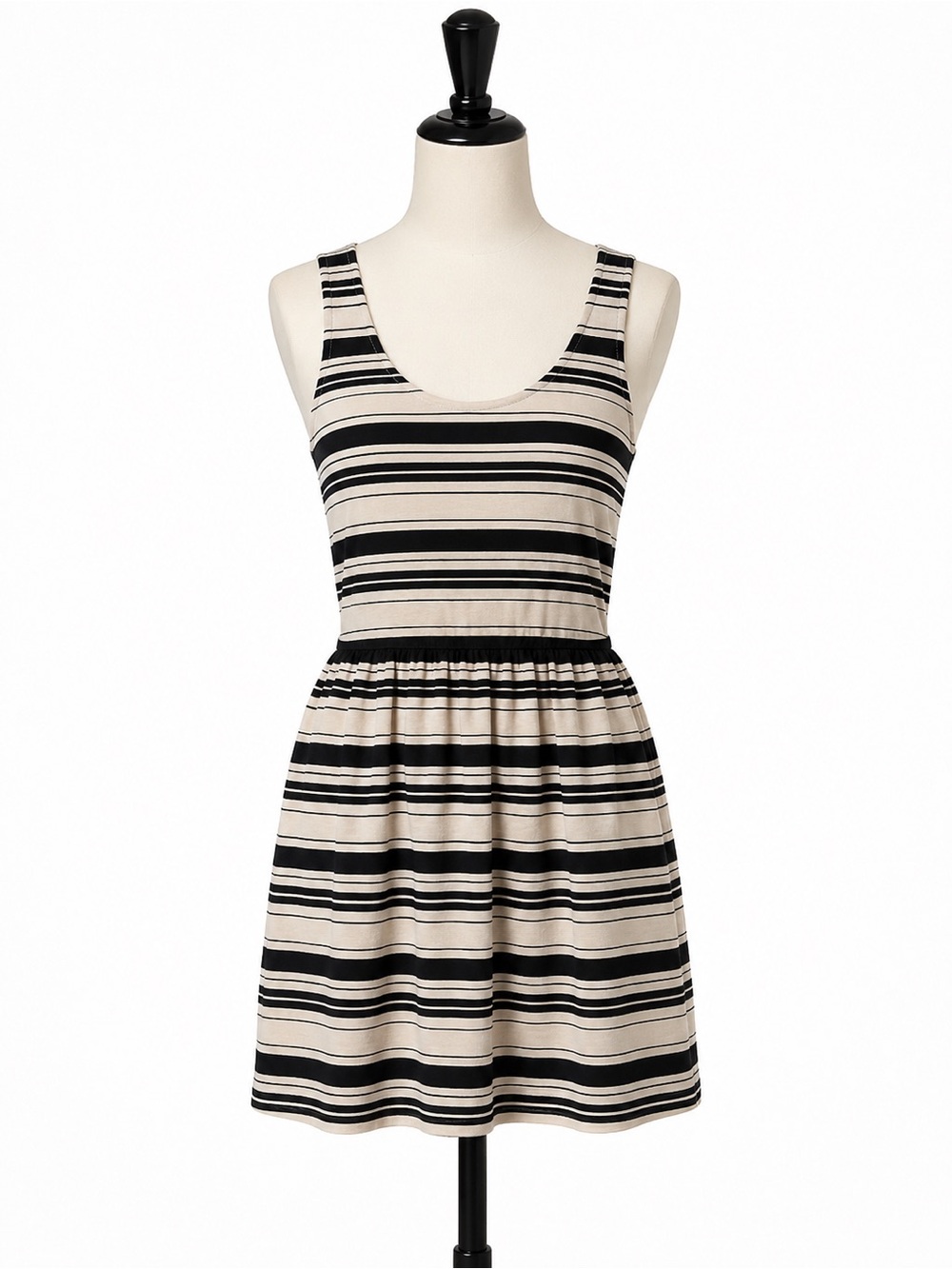 J. Crew Black and Cream Striped Sleeveless Mini Dress - Picture 2 of 9